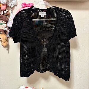 Sag Harbor Crochet y2k Short Sleeve Cardigan Top Sz Large